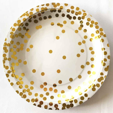 gold confetti paper plates