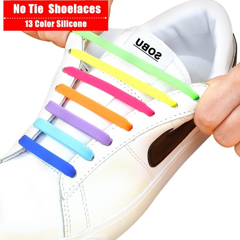 16Pcs/Set Silicone Elastic Shoelaces Elastic Shoe Laces Special No Tie Shoelace for Men Women Lacing Rubber Zapatillas 13 Colors
