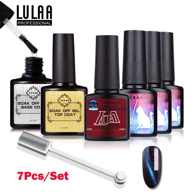 70% OFF LULAA Nail Art Nail Polish 7Pcs/Set Shell Gel Nail Polish And Top Coat UV LED Gel Polish Semi Permanent Professional - Findsbyjune.com
