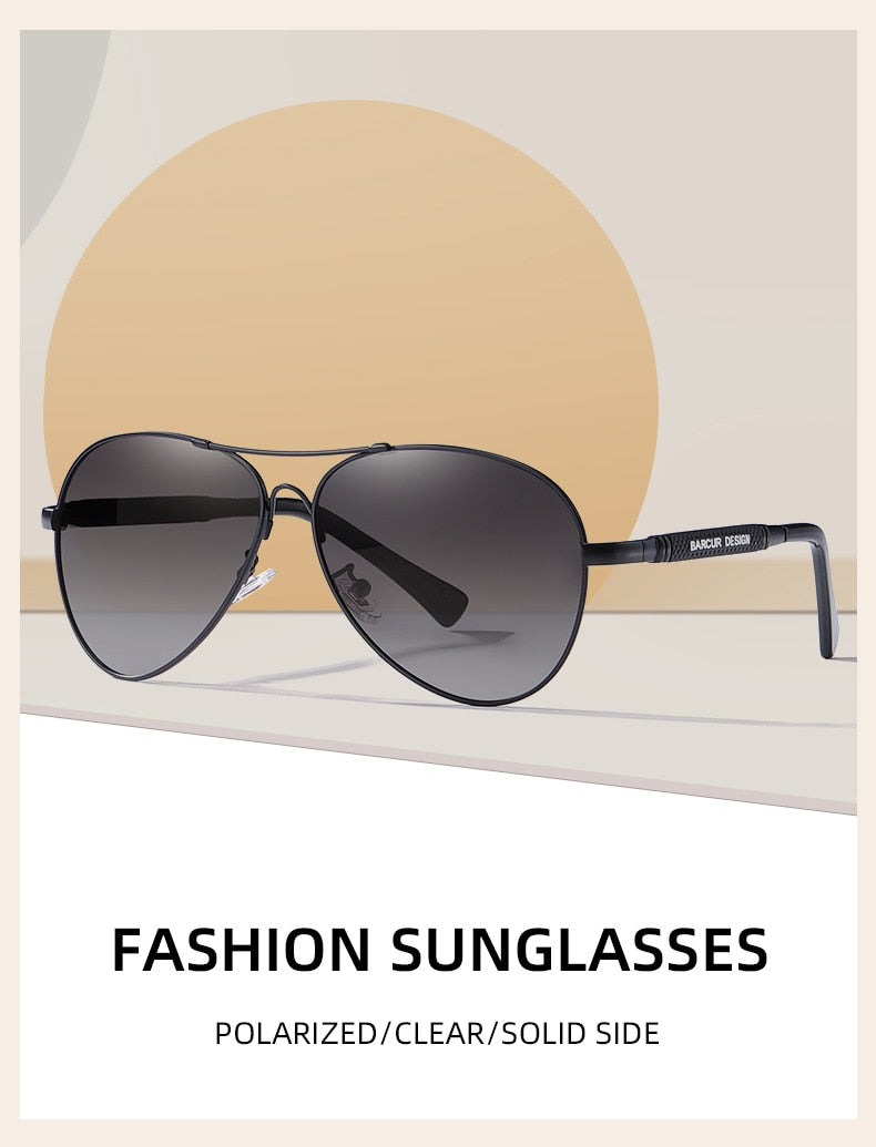 BARCUR Design Titanium Alloy Sunglasses Polarized Men's Sun Glasses Women Pilot Gradient Eyewear Mirror Shades - Findsbyjune.com