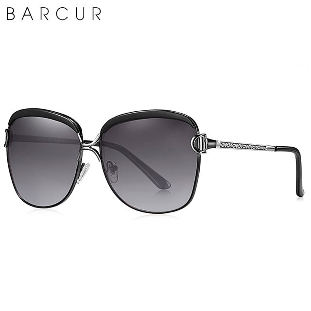 BARCUR Luxury Polarized Ladies Sunglasses Women Gradient Lens Round Sun Glasses Square Brand