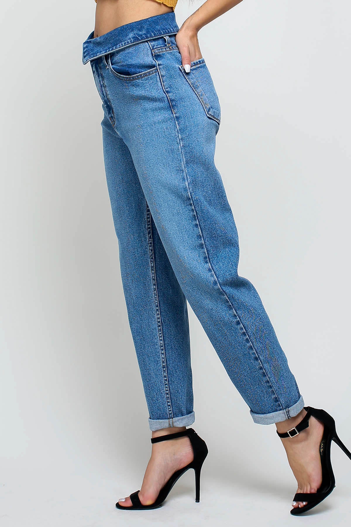 high waisted fold over jeans