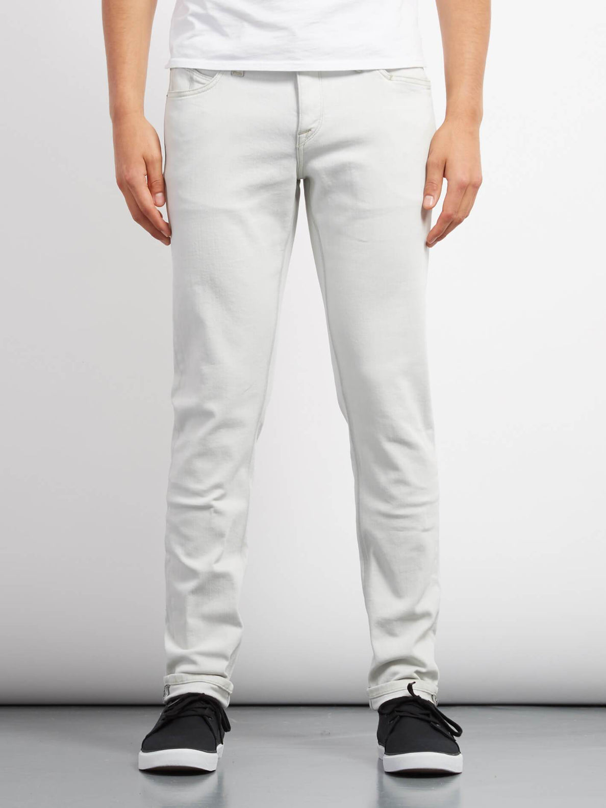 white tapered jeans