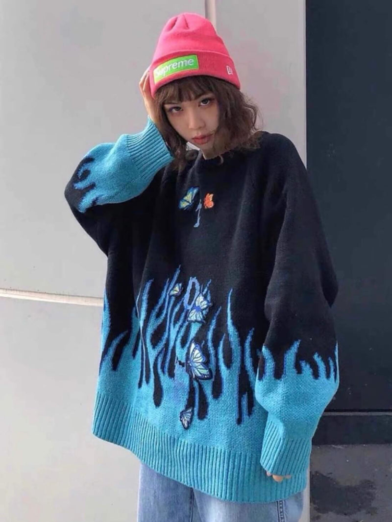 blue flame sweater