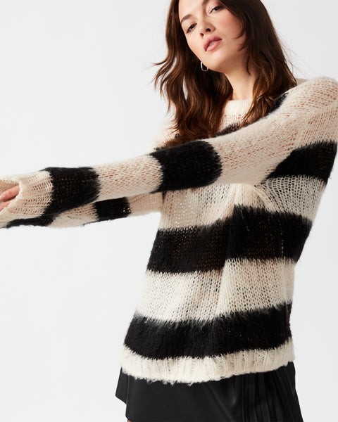 ELSON Black/White Stripe Sweater | Women's Designer Sweaters – Steve ...