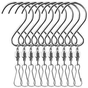 10 Pack Swivel Hooks Clips Smooth Spinning for Hanging Wind Spinners Wind Chimes Crystal Twisters Party Supply Rotating Display S Hooks