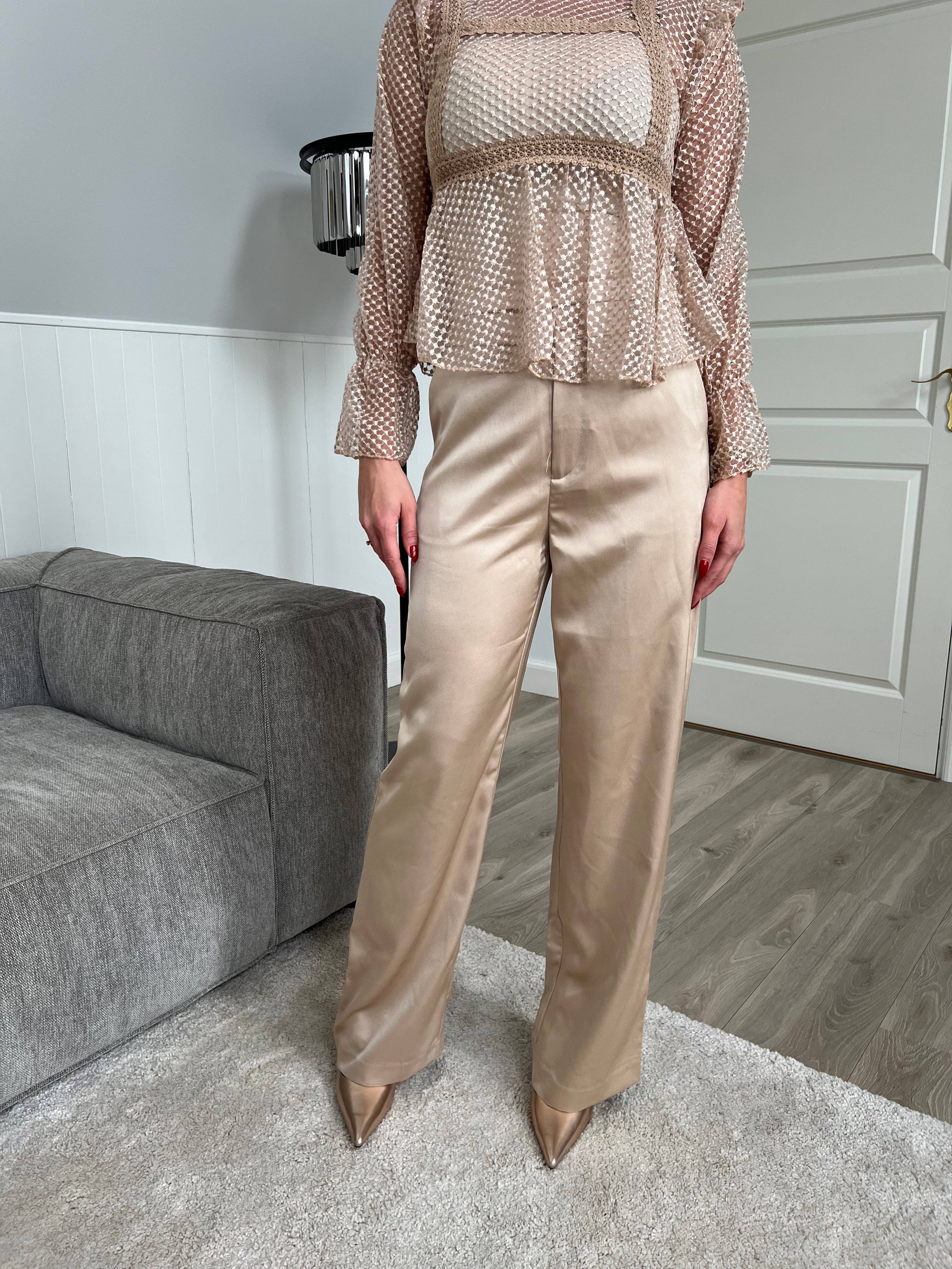 Billede af Choklate beige satin pants (2305) - 42