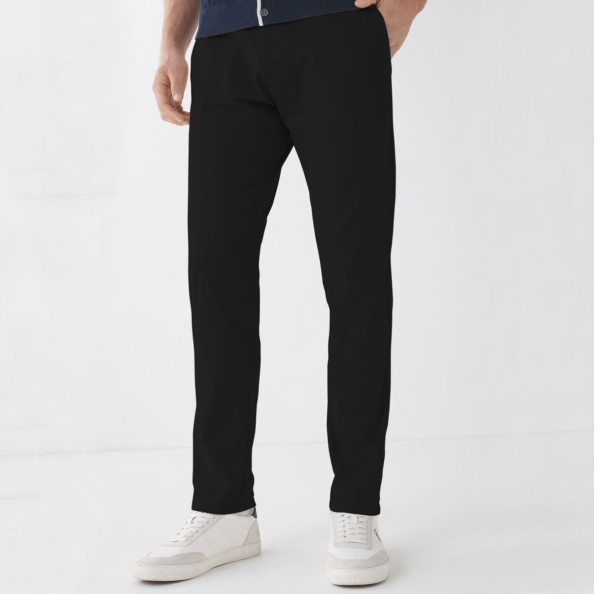 Branded Jet Black Narrow Cotton Pant, Hangree