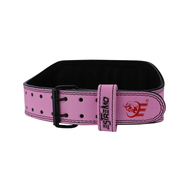 pink leather weightlifting belt