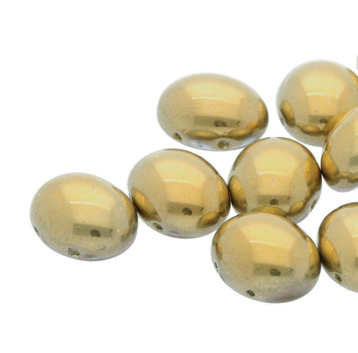 Preciosa Czech 6 x 8 mm 00030-26441 Crystal Amber 2-Hole Oval Candy / Cabochon Beads - 20 Beads