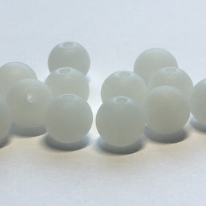 White Frosted Round Glass Beads 8 mm, 14 Beads