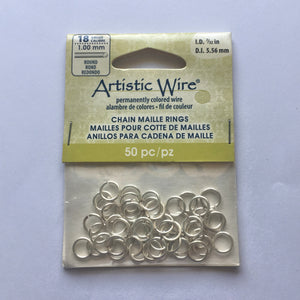 Artistic Wire Silver Plated Chain Maille Rings 18-Gauge, 1.0 mm Round - 50 Rings D.I. 5.95