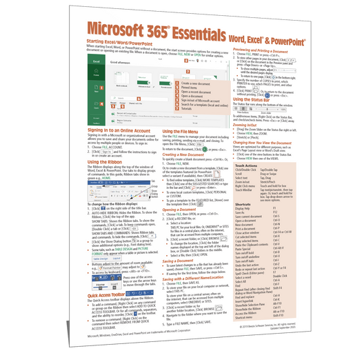 Microsoft 365 Quick Reference Guides Cards Cheat Sheets — Beezix 3730