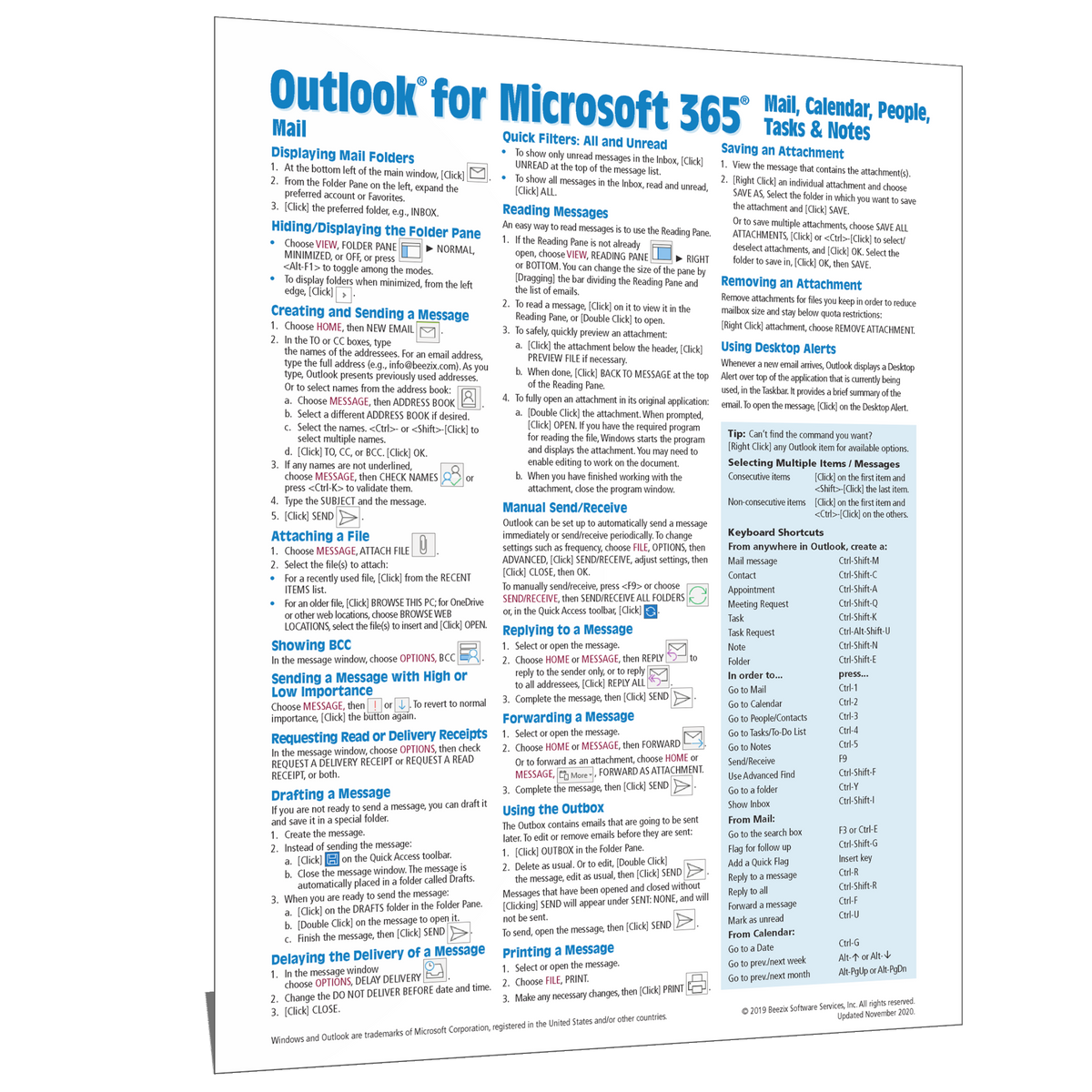 Outlook 365 Mail Calendar Tasks Quick Reference Guide Beezix