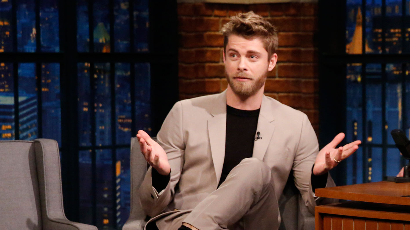 Close-up still of Luke Mitchell wearing Brooklyn Tailors