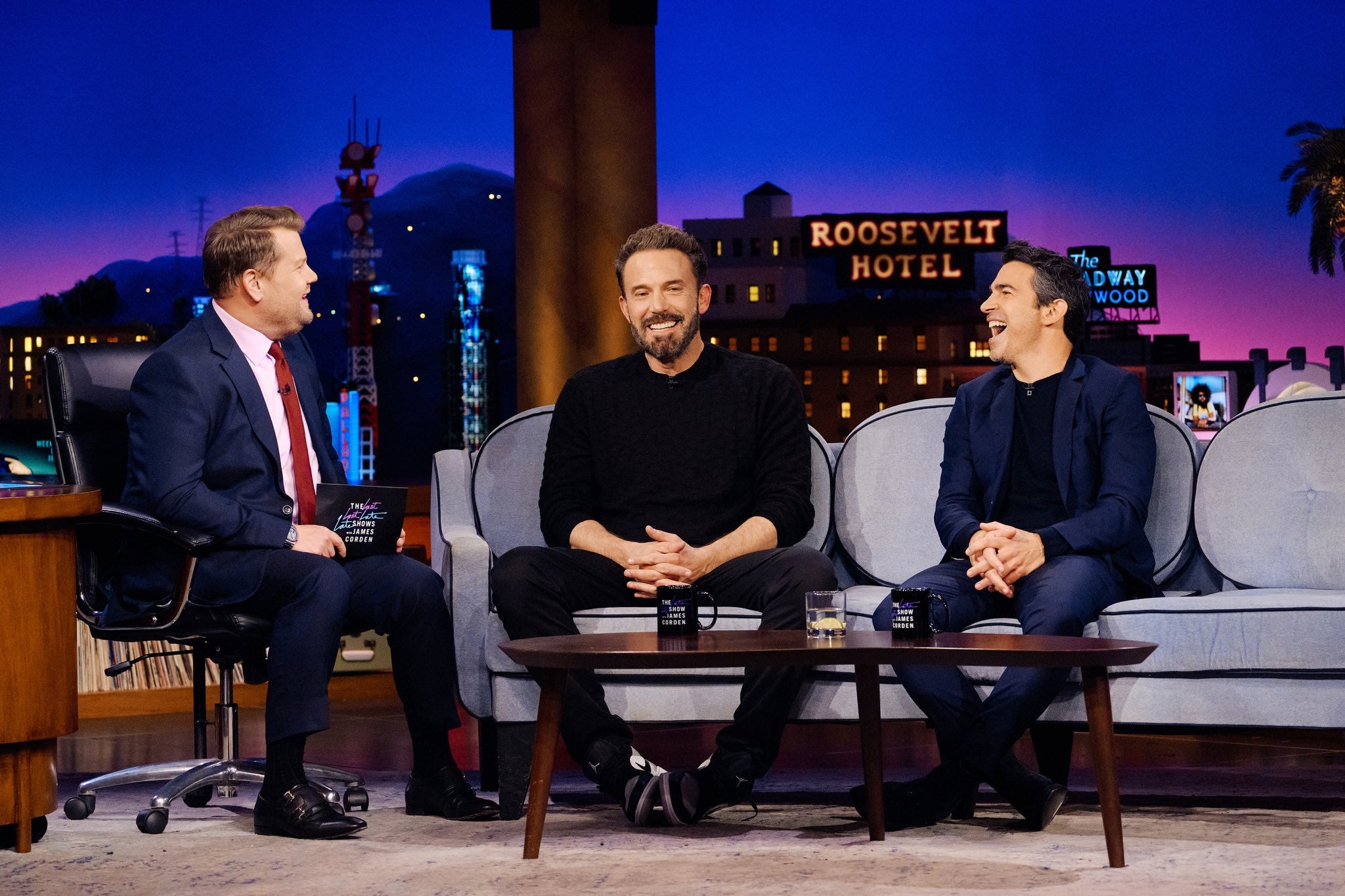 Chris Messina wearing Brooklyn Tailors on the Late Late show, April 2023