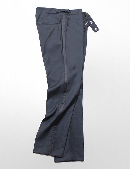 BKT50 Tuxedo Trouser in Super 110s - Navy with Satin Stripe – Brooklyn  Tailors