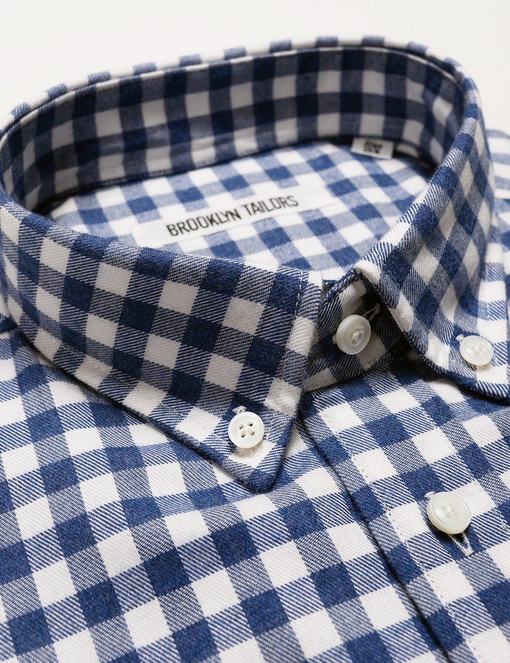 BROOKLYN TAILORS - BKT10 Slim Casual Shirt in Brushed Cotton Gingham - Blue and White