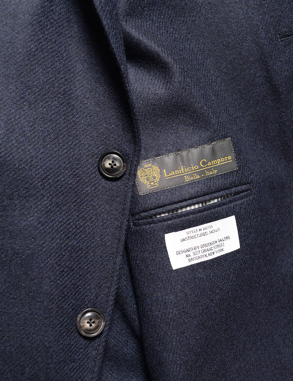 BROOKLYN TAILORS - BKT35 Unstructured Jacket in Twill Cashmere - Navy