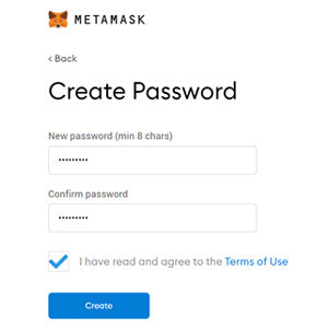 créer un mot de passe pour metamask