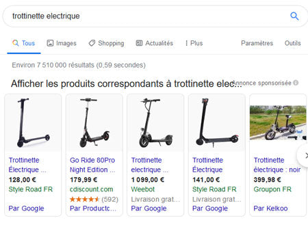 Photos produits dans Google Shopping