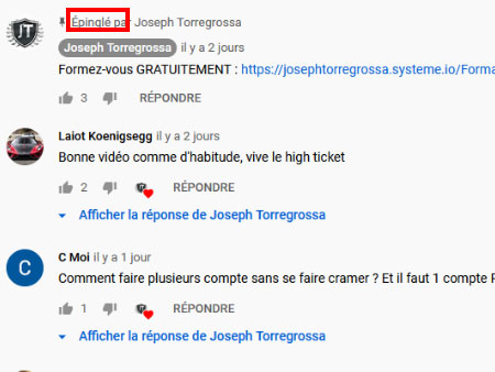 epingler commentaire youtube