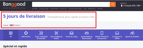 Livraison rapide Banggood dropshipping