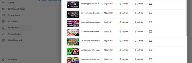 Activer la monétisation sur Youtube