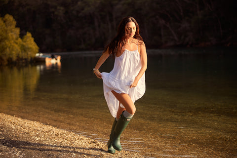 Frill Midi Dress in white