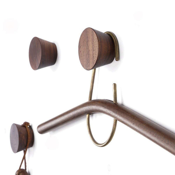2Pcs Natural Wooden Coat Hooks, Wall Mounted Single Cone Wall Hook Rack, Decorative Craft Clothes Hooks (Beech Wood)