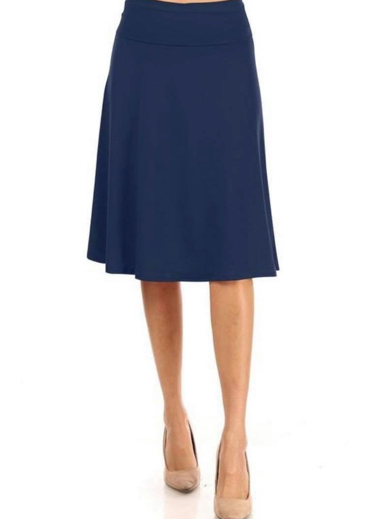 knee length blue skirts