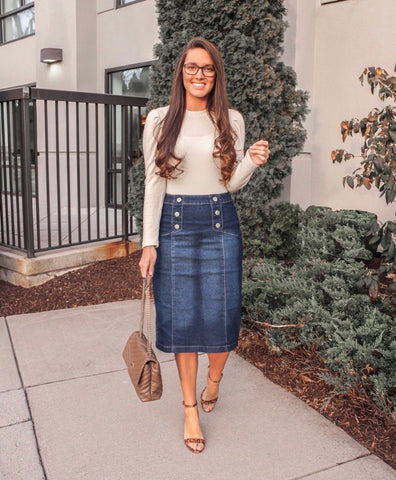 Button Denim Skirt Style 