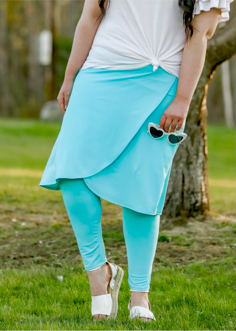 blue skirt leggings