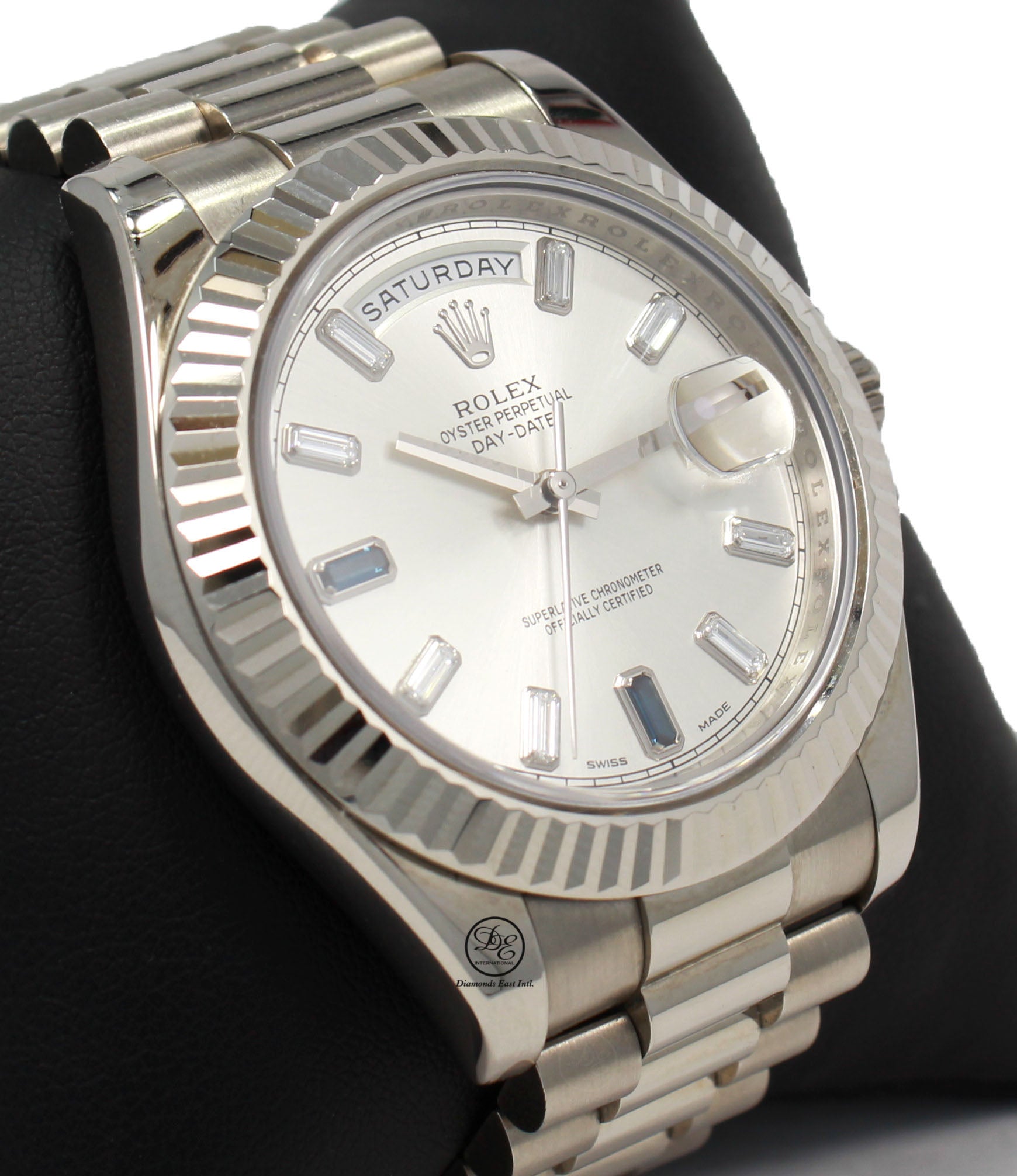 rolex day date white gold silver dial