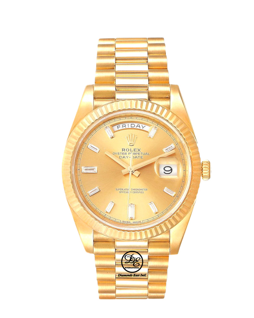 Rolex President Day-Date 40 mm 228238 18K Yellow Gold Factory Baguettes ...