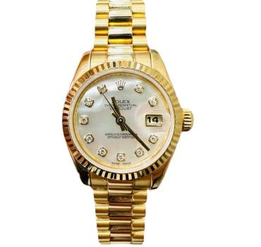 Rolex Lady DateJust PearlMaster 69308 18k Yellow Gold Champagne Diamon –  Watch Collectors