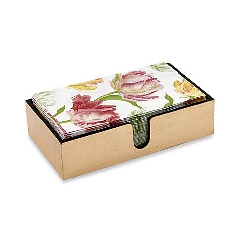 Caspari Tulip Dance 30-Count 3-Ply Paper Guest Towels with Lacquer Holder