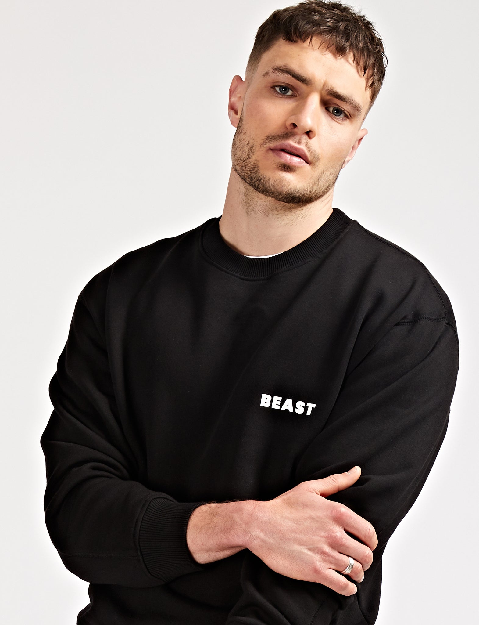 MR STRIKE BEAST Black Organic Cotton Sweatshirt | Sustainable Men's