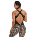 Leopard Yoga Set Fitness Women Jumpsuit Sexy Sleeveless Tracksuit One Piece Sports Leggings Gym Backless Workout Sportswear