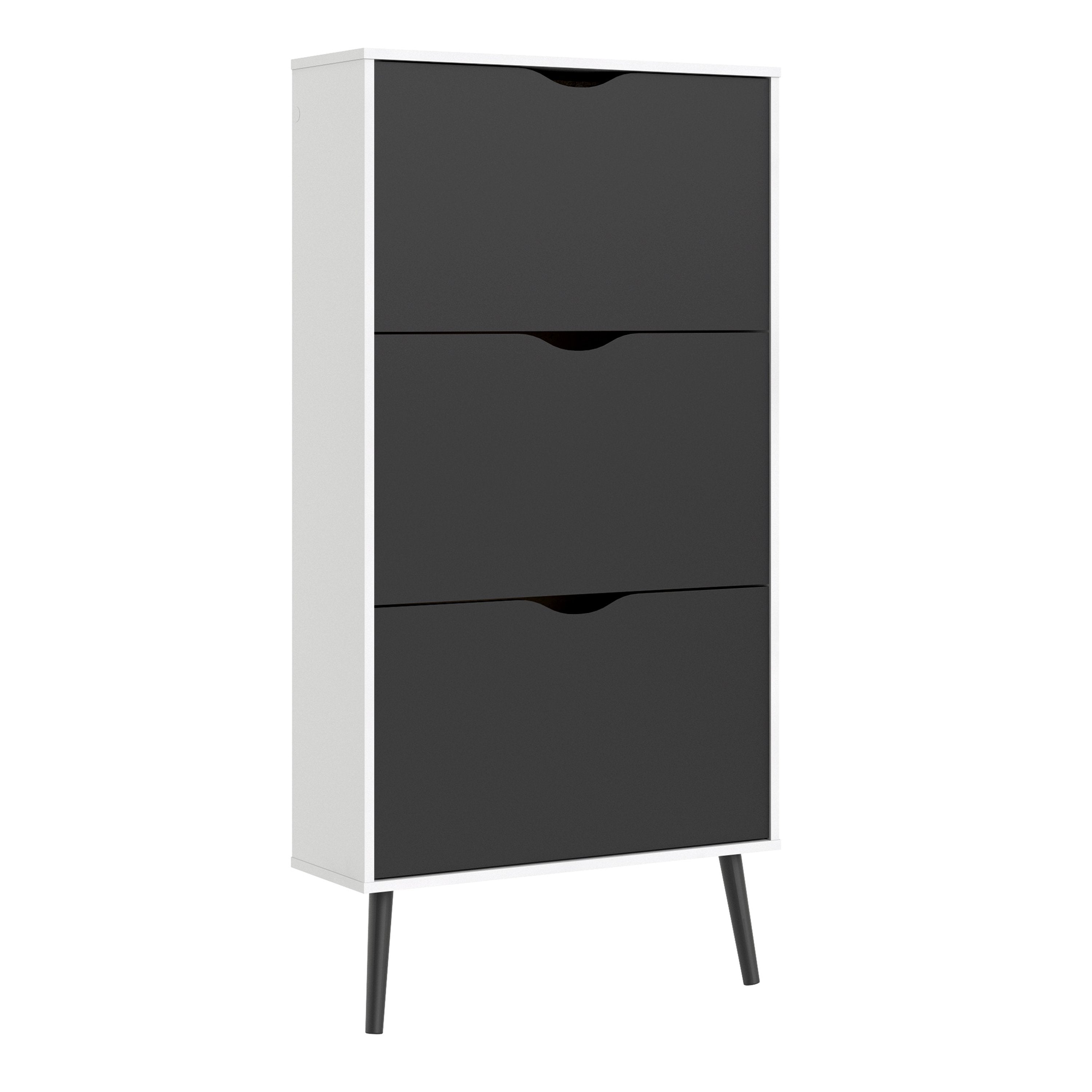 Oslo Shoe Cabinet 3 Drawers In White And Black Matt Alidasa Official