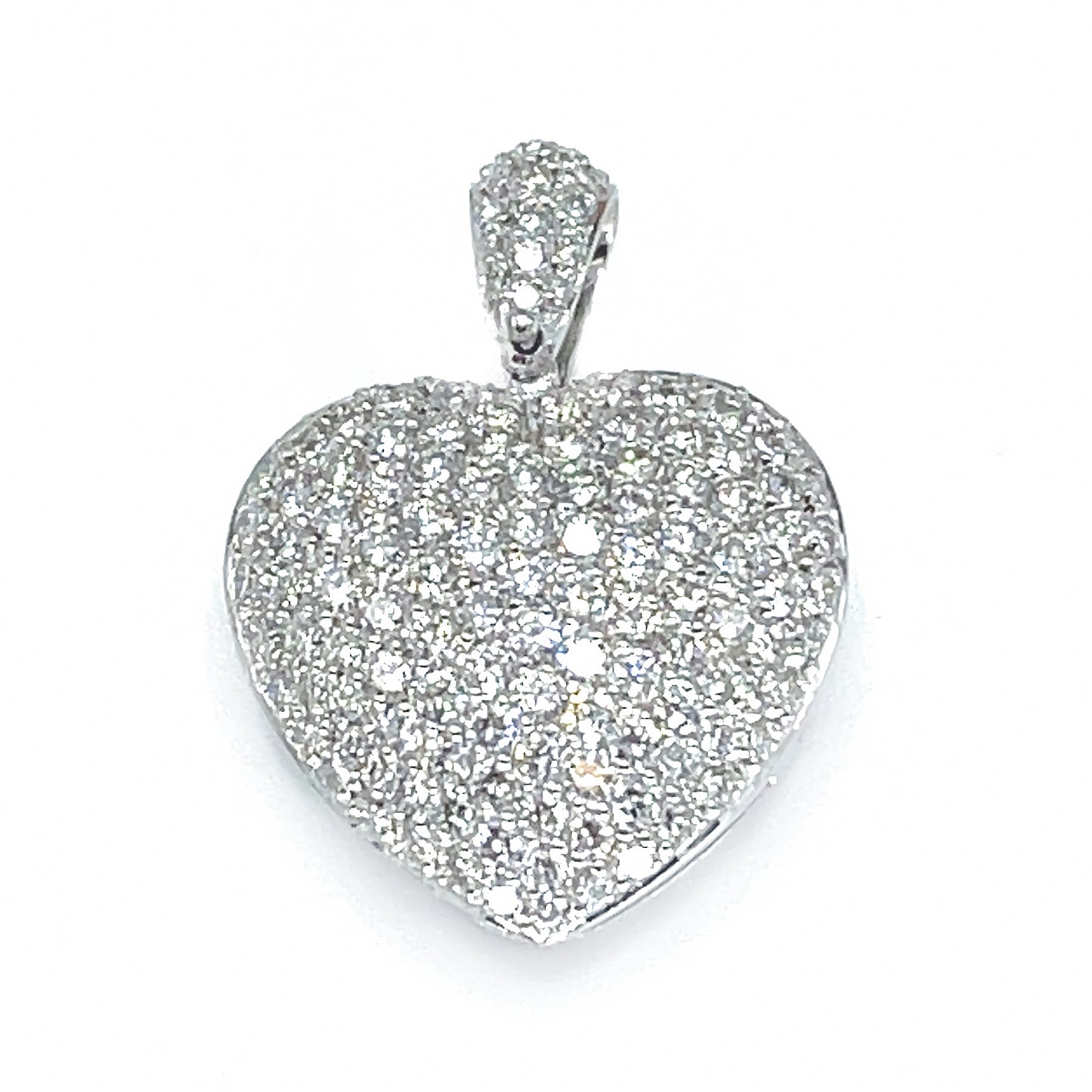 LOUIS VUITTON 18k White Gold Diamond Heart Locket Pendant 53009