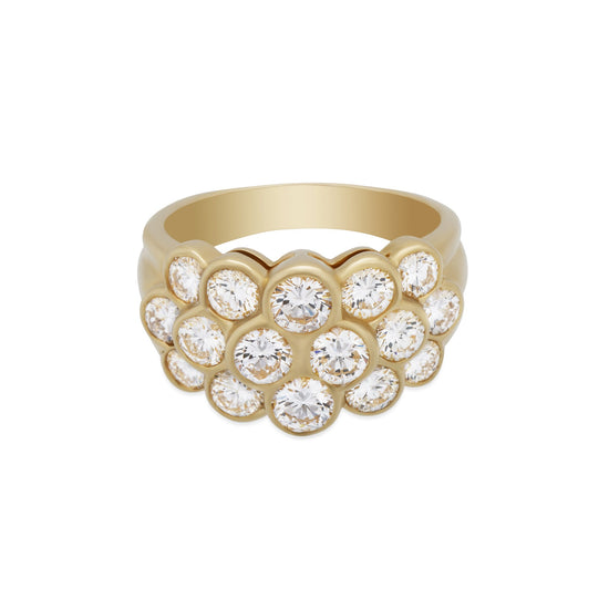 Van Cleef & Arpels 18K Yellow Gold Pave Diamond Ring Size: 7