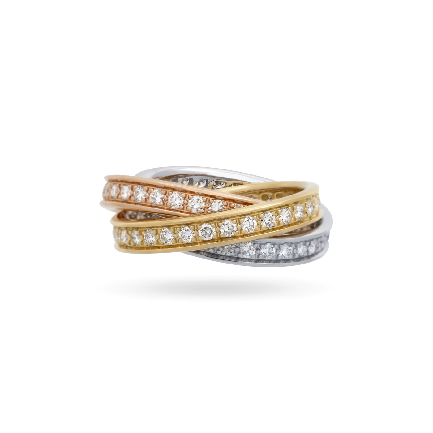 cartier white gold diamond trinity ring