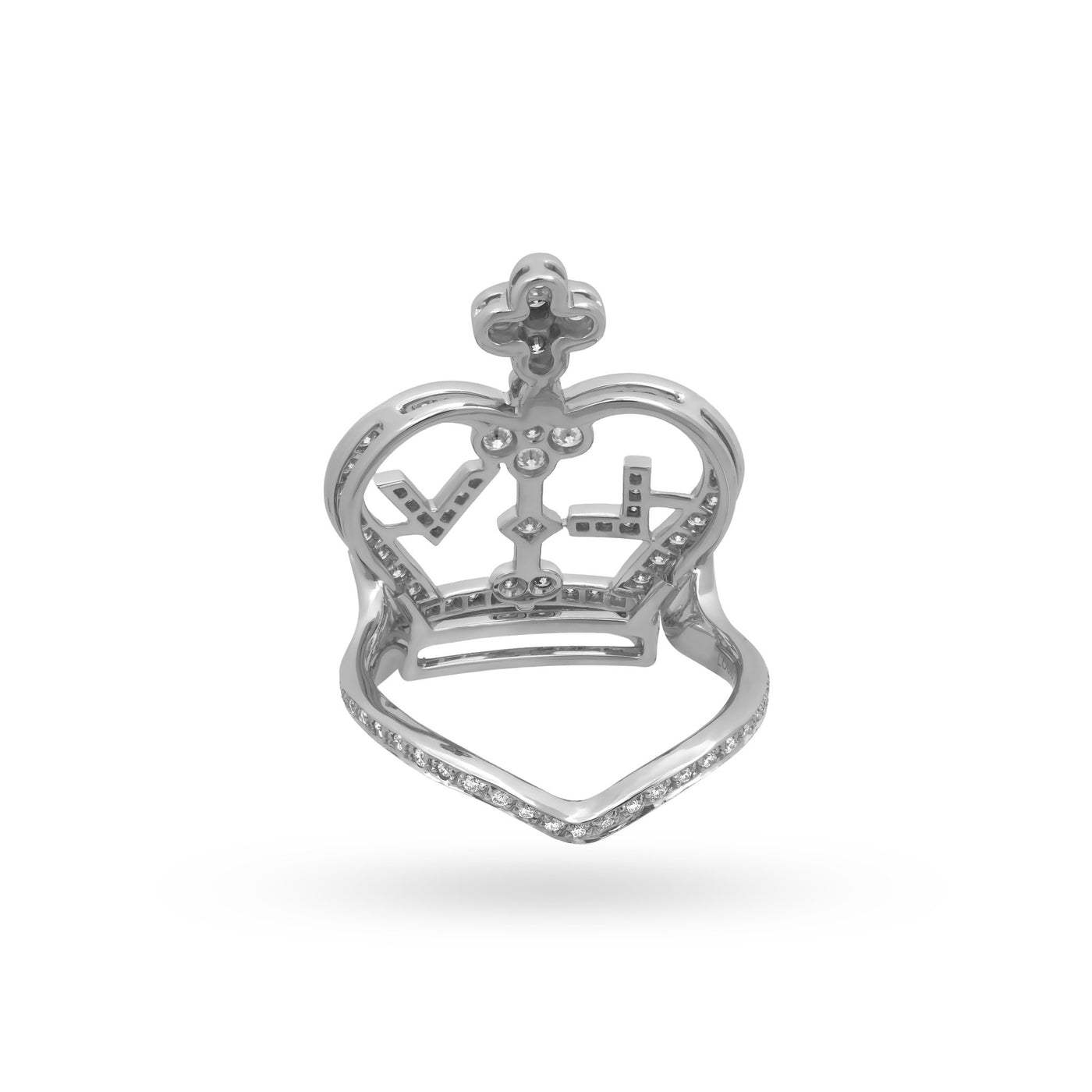 Louis Vuitton 18K White Gold Diamond LV Crown Ring Size: 6.5 – www.ermes-unice.fr