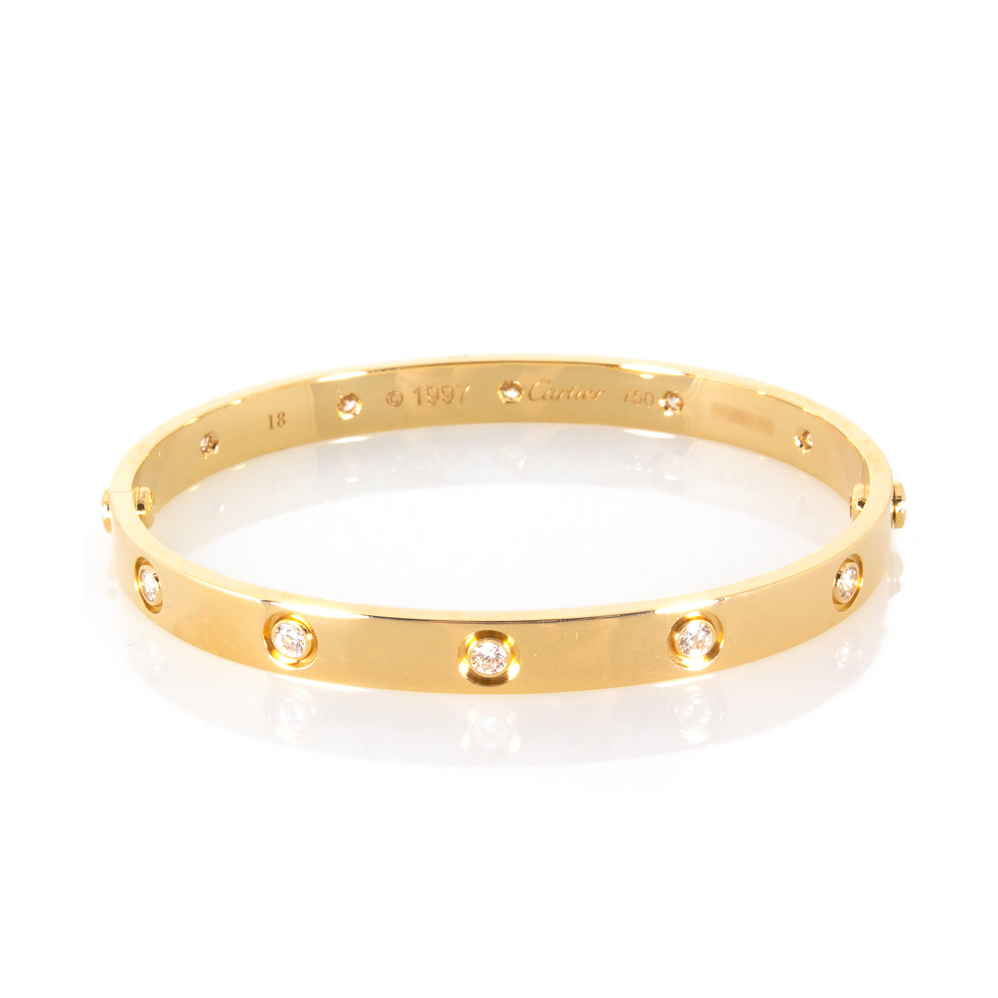 cartier love bracelet 10 diamonds yellow gold