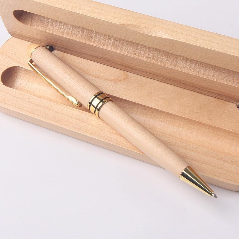 Maple Wood Ballpoint Pen With Bamboo Case