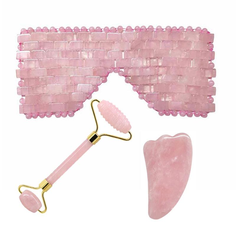 Rose Quartz Eye Mask Face Massage Roller