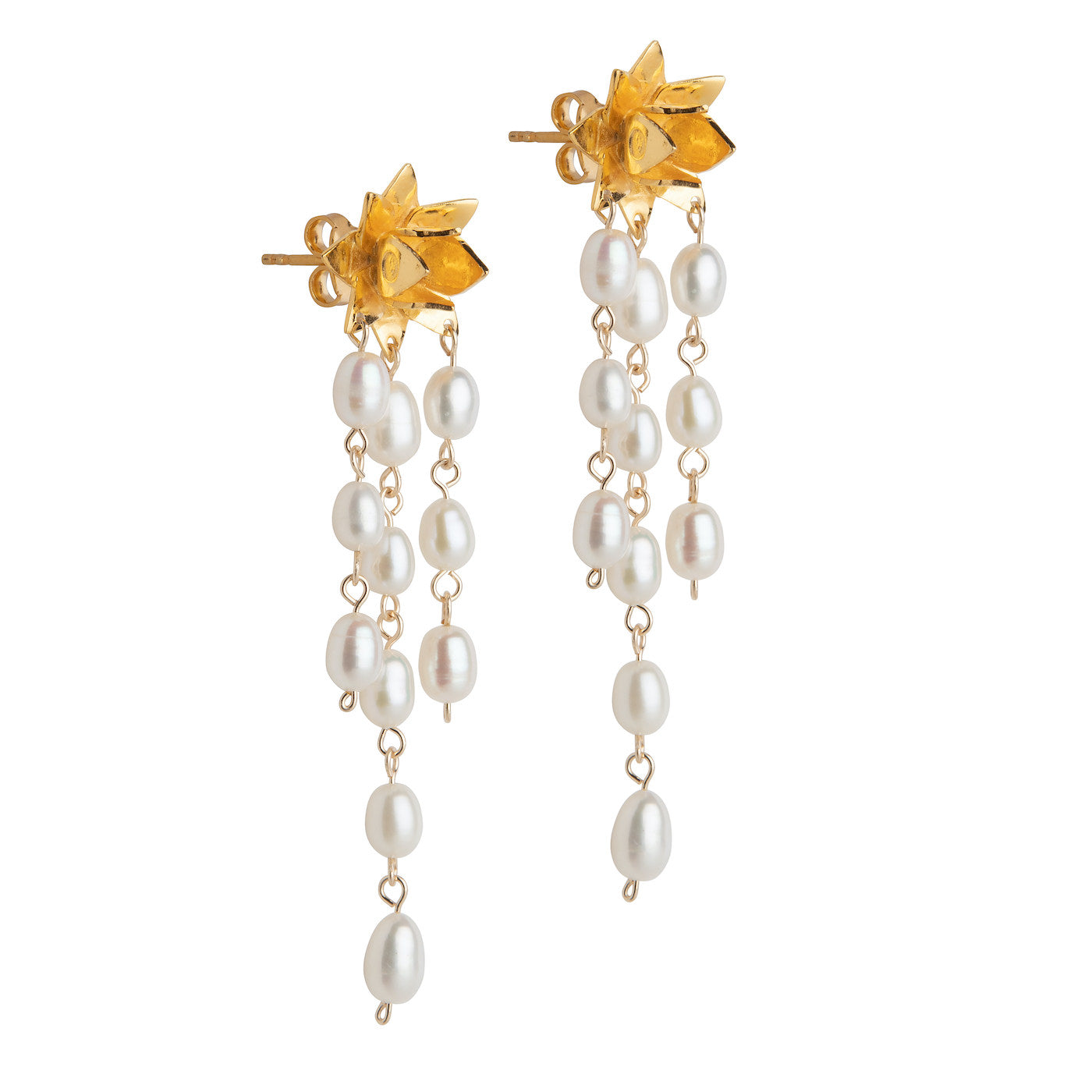 Kohaku Pearl Drop Hook Earrings in Gold
