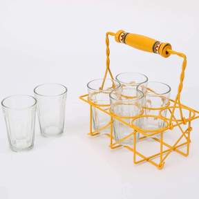 Cutting Chai Glasses with Stand/Set of 6 Transparent Glasses with Stand | Tableware | Home Decor