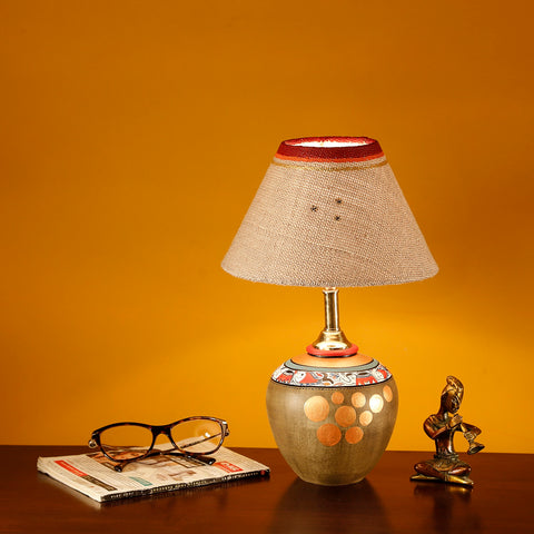 Terracotta Warli Hand Painting Table Lamp